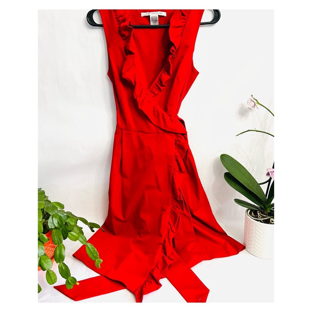 DVF Iconic Nylon Ruffle Mini Wrap Dress •  ‘Andra’